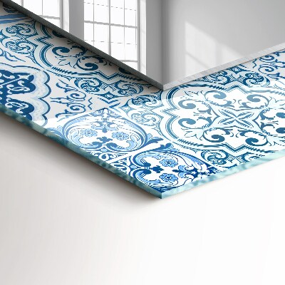 Wall mirror design Blue decorative tiles