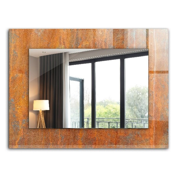 Mirror frame with print Rust metal surface