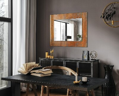 Mirror frame with print Rust metal surface