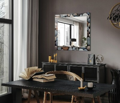 Wall mirror design Colorful smooth stones