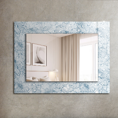 Decorative mirror Flowers pattern blue