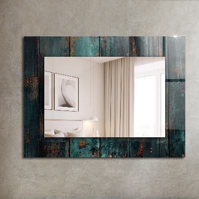 Wall mirror design Wooden green boards