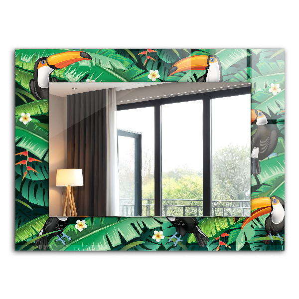 Printed mirror Toucans leaves jungle