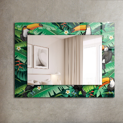 Printed mirror Toucans leaves jungle