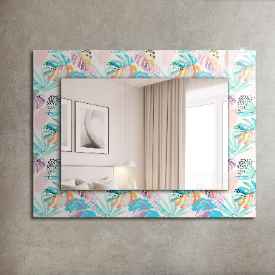 Printed mirror Colorful tropical leaves