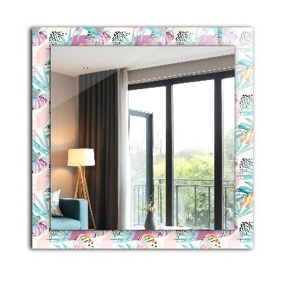 Printed mirror Colorful tropical leaves