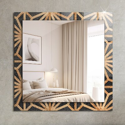 Wall mirror decor Wooden geometric pattern