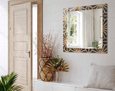 Wall mirror decor Wooden geometric pattern