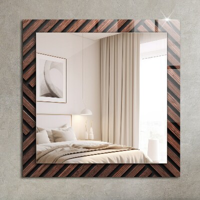 Printed mirror Wooden diagonal slats
