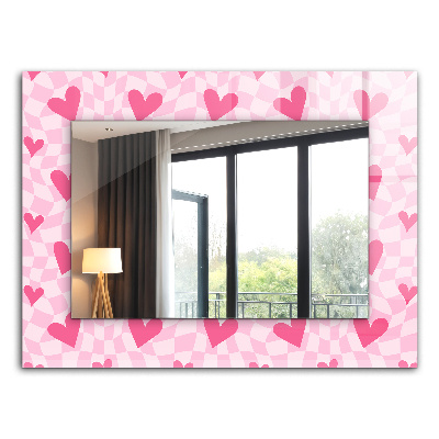 Mirror frame with print Pink hearts