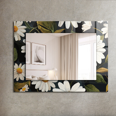 Wall mirror design White daisy leaves