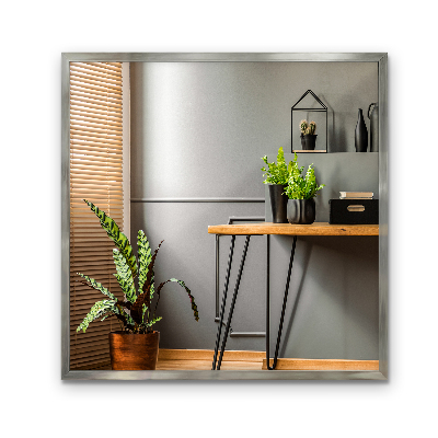 Wall mirror with silver frame elegant design