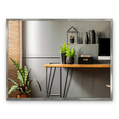 Wall mirror with silver frame elegant design