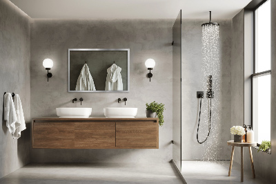 Wall mirror with silver frame elegant design
