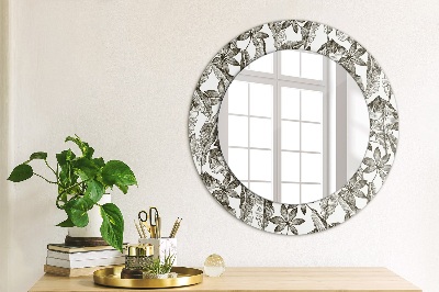 Round mirror decor Tropical leaves