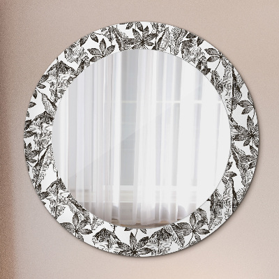 Round mirror decor Tropical leaves