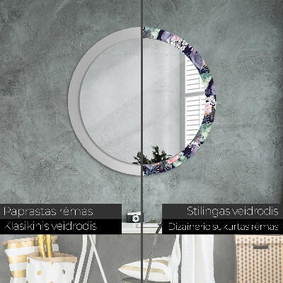 Round decorative wall mirror Cranes birds