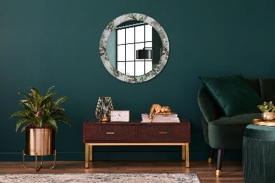Round decorative wall mirror Watercolor leaves