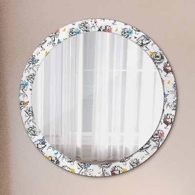 Round mirror printed frame Butterfly