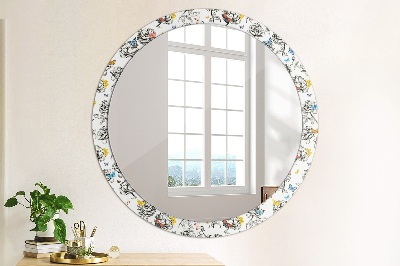 Round mirror printed frame Butterfly