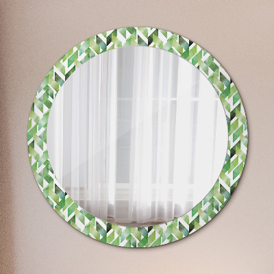 Round mirror printed frame Herringbone