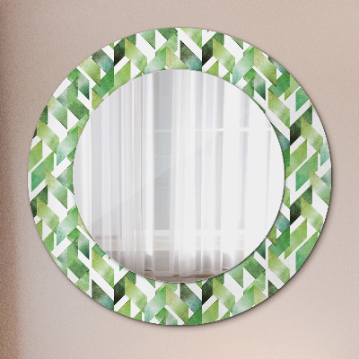 Round mirror printed frame Herringbone