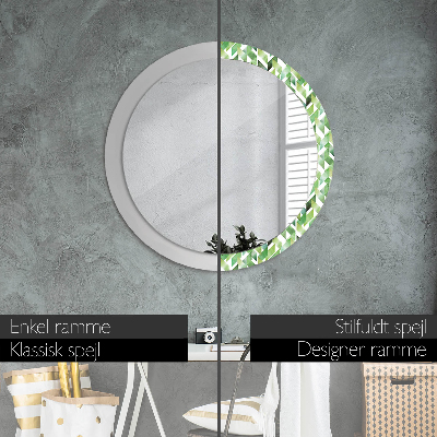 Round mirror printed frame Herringbone