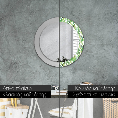 Round mirror printed frame Herringbone