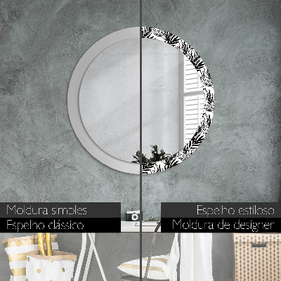 Round decorative wall mirror Monstera