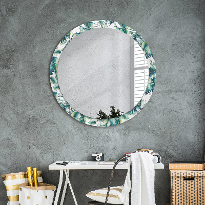 Round decorative wall mirror Leaves