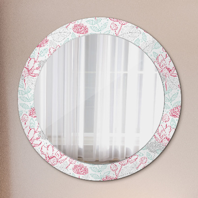 Round decorative wall mirror Flowers