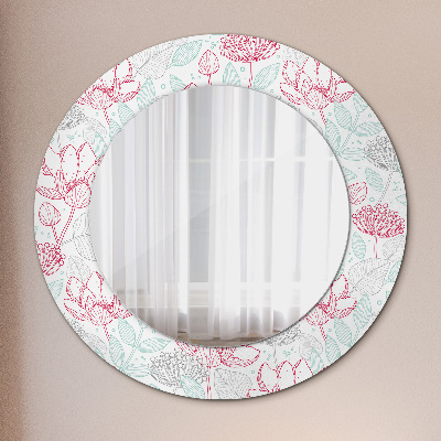 Round decorative wall mirror Flowers