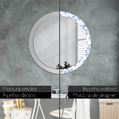 Round decorative wall mirror Branches leaves