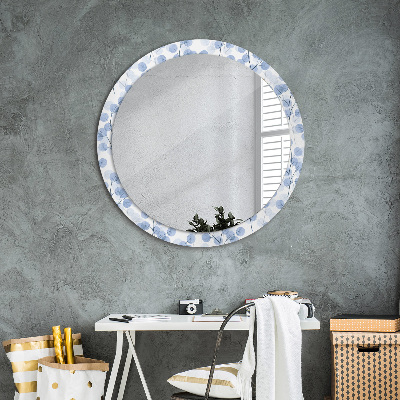 Round decorative wall mirror Branches leaves