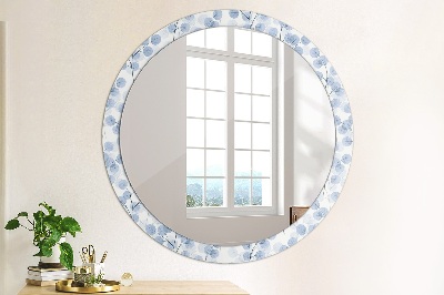 Round decorative wall mirror Branches leaves