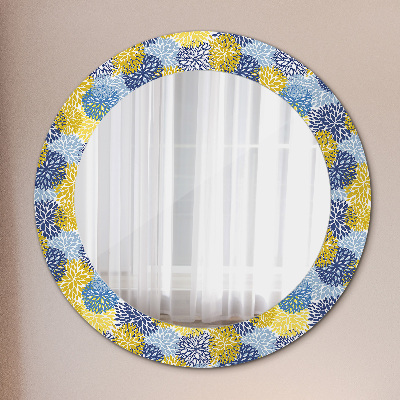 Round decorative wall mirror Blue flowers