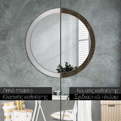 Round decorative wall mirror Hexagonal geometry