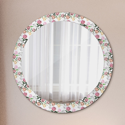 Round decorative wall mirror Peony buds