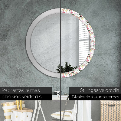 Round decorative wall mirror Peony buds