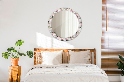 Round decorative wall mirror Peony buds