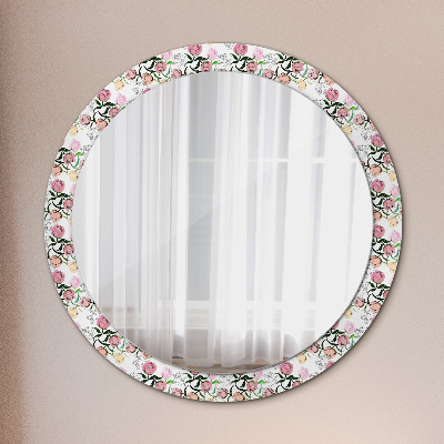 Round decorative wall mirror Peony buds