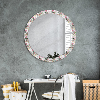 Round decorative wall mirror Peony buds