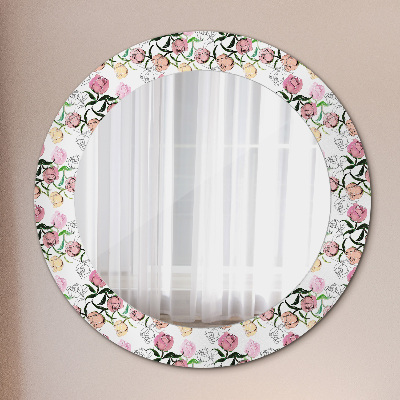 Round decorative wall mirror Peony buds