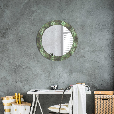 Round mirror print Tropical leaves