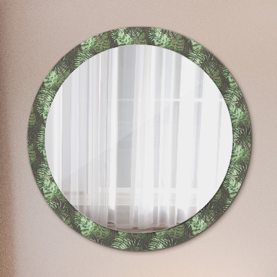 Round mirror print Tropical leaves