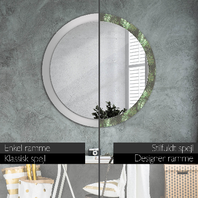 Round mirror print Tropical leaves