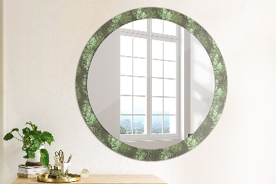 Round mirror print Tropical leaves