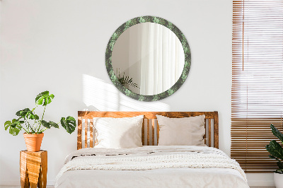 Round mirror print Tropical leaves