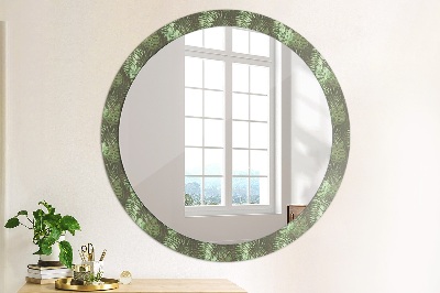 Round mirror print Tropical leaves