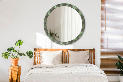 Round mirror print Tropical leaves